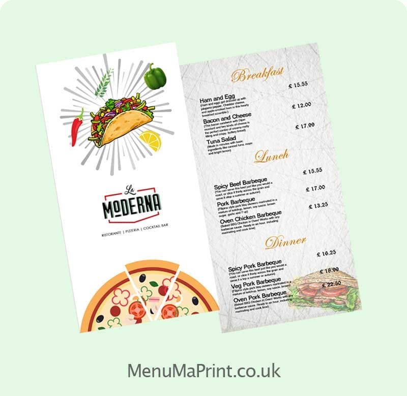 Menu Printing Services in London